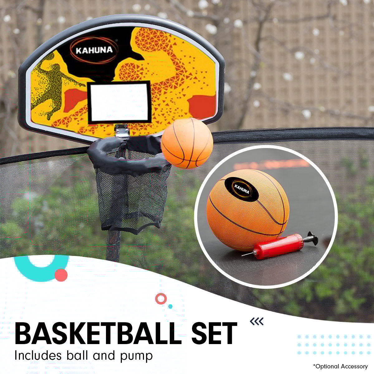 Kahuna 12 ft Springless Trampoline with Basketball Set