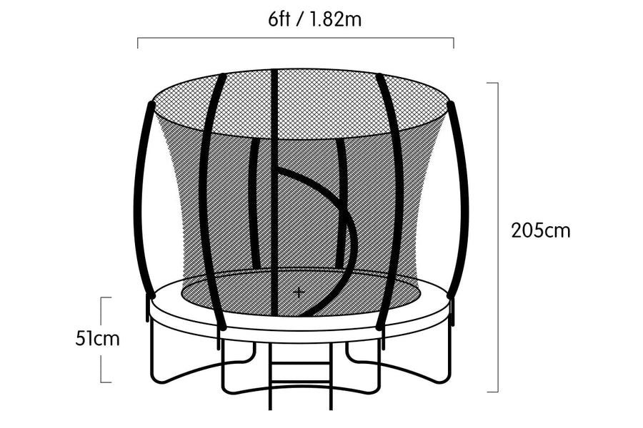 Kahuna Trampoline 6 ft with Roof - Rainbow