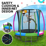 Kahuna Trampoline 6 ft with Basketball Set - Rainbow - 45-Degree Angle