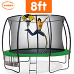 Kahuna Trampoline 8 ft with Basketball Set Outdoor Round - Green