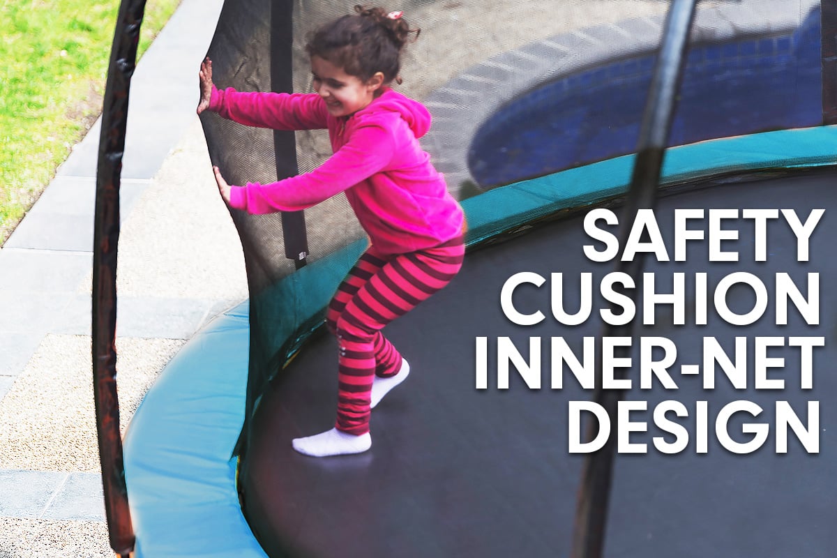 Kahuna Trampoline 14 ft with Basketball Set Roof - Green