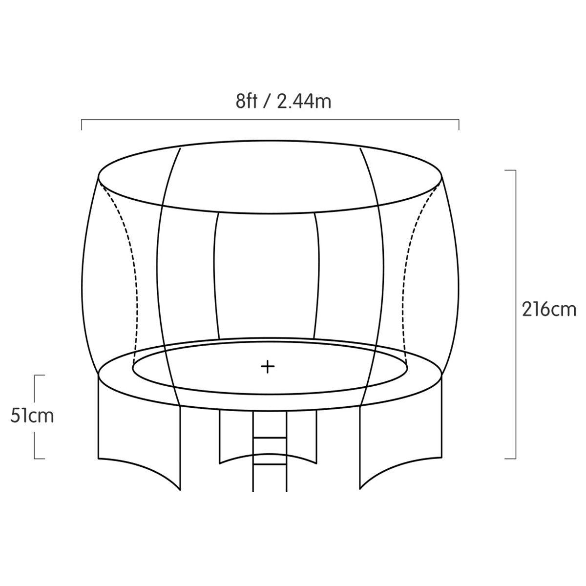 Kahuna Trampoline 8 ft with Basketball Set - Orange