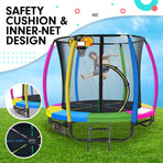 Kahuna Trampoline 8 ft with Basketball Set - Rainbow