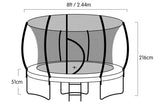 Kahuna Trampoline 8 ft with  Roof - Rainbow - Close-Up Angle