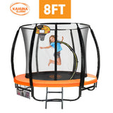 Kahuna Trampoline 8 ft with Basketball Set - Orange - Front View