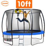 Kahuna Trampoline 10 ft with Basketball Set - Blue - Front View