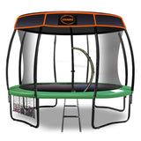 Kahuna Trampoline 14 ft with Basketball Set Roof - Green