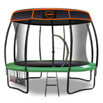 Kahuna Trampoline 14 ft with Basketball Set Roof - Green