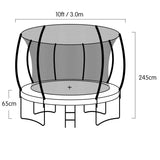 Kahuna Trampoline 10 ft with Basketball Set - Rainbow - 45-Degree Angle