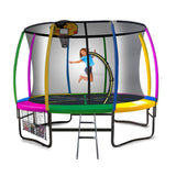 Kahuna Trampoline 8 ft with Basketball Set - Rainbow