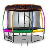 Kahuna Trampoline 10 ft with Roof - Rainbow - Side View