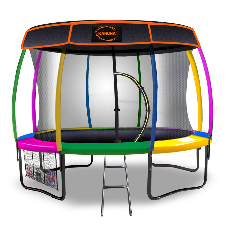 Kahuna Trampoline 12 ft with Roof-Rainbow