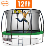 Kahuna Trampoline 12 ft with Basketball Set - Green