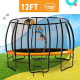 Kahuna Trampoline 12 ft with Basketball Set - Orange - Front View