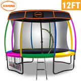 Kahuna Trampoline 12 ft with  Roof-Rainbow - Front View
