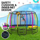 Kahuna Trampoline 14 ft with Basketball Set - Rainbow - Top-Down View