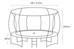Kahuna Trampoline 14 ft with Basketball Set Roof - Green