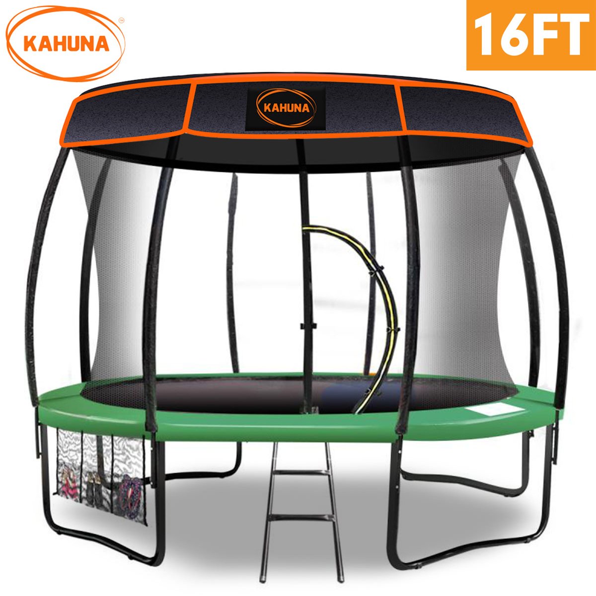 Kahuna Trampoline 16 ft with Roof - Green