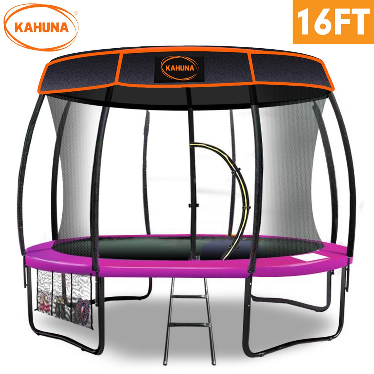 Kahuna Trampoline 16 ft with Roof Set - Pink