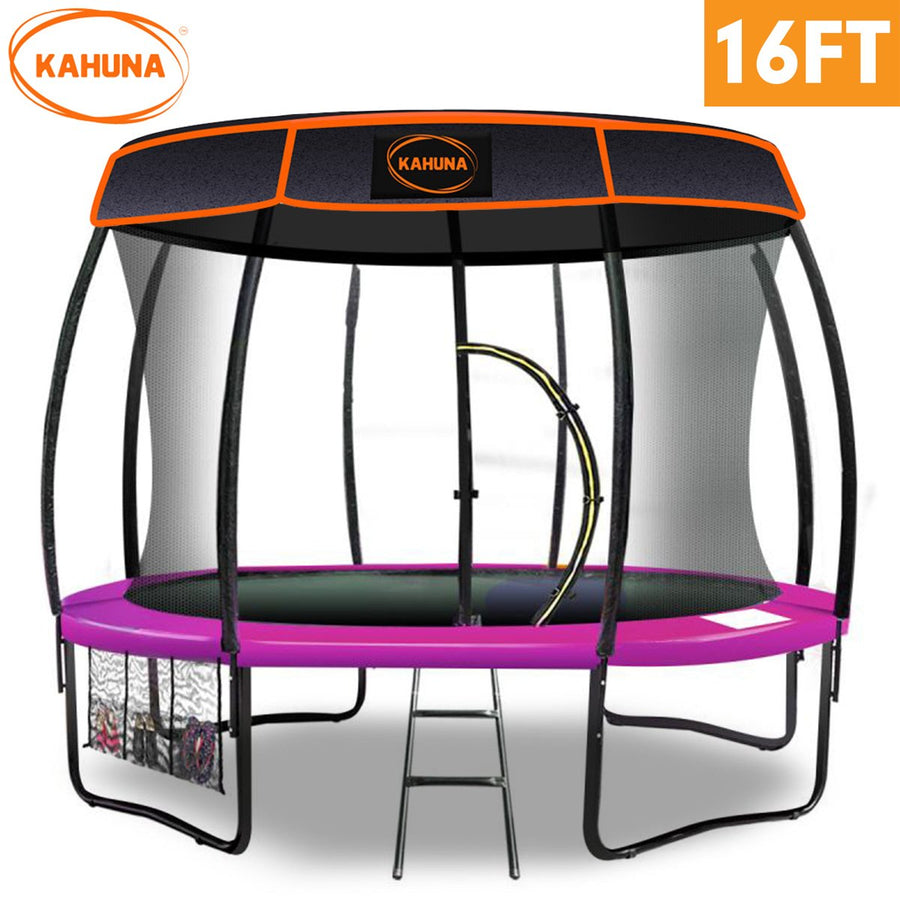 Kahuna Trampoline 16 ft with Roof Set - Pink
