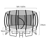 Kahuna Trampoline 16 ft with Basketball Set - Rainbow