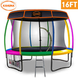 Kahuna 16 ft Trampoline with Roof - Rainbow - Front View