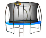 Kahuna Pro 14 ft Trampoline with Mat, Reversible Pad, Basketball Set - Front View