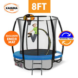 Kahuna Pro 8 ft Trampoline with Mat, Reversible Pad, Basketball Set - Front View