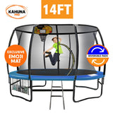 Kahuna Pro 14 ft Trampoline with Mat, Reversible Pad, Basketball Set - Side View