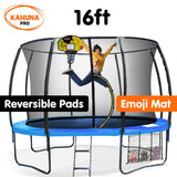Kahuna Pro 16 ft Trampoline with Mat, Reversible Pad, Basketball Set - Front View