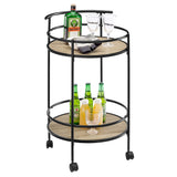 Sarantino Reno Mini Bar Cart Caddy in Grey Oak - Front View