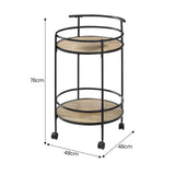 Sarantino Reno Mini Bar Cart Caddy in Grey Oak - Side View