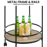 Sarantino Reno Mini Bar Cart Caddy in Grey Oak - Top-Down View