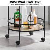 Sarantino Reno Mini Bar Cart Caddy in Grey Oak - Close-Up Angle