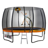 Kahuna 10 ft Springless Trampoline with Basketball Set - Front View