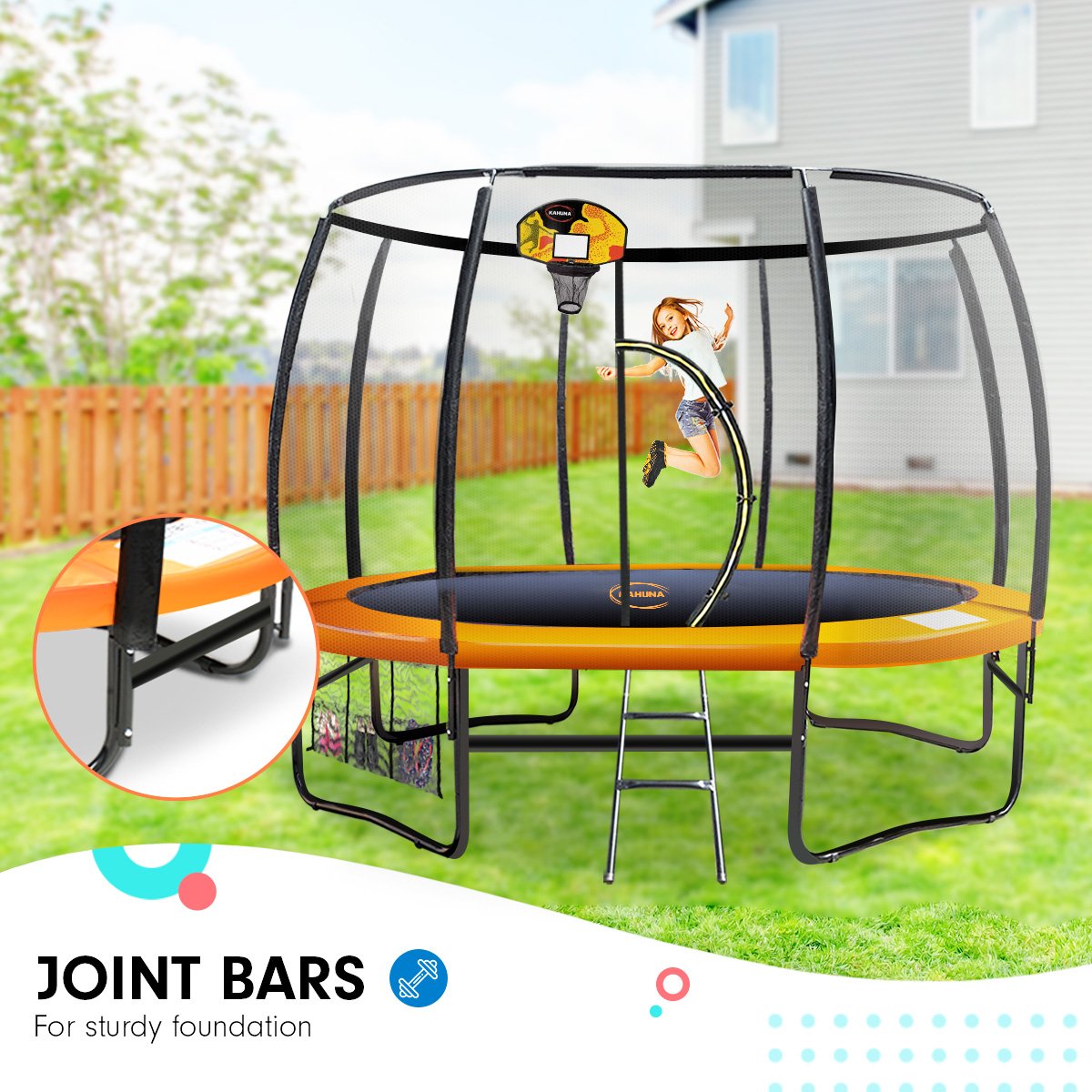 Kahuna 10 ft Springless Trampoline with Basketball Set