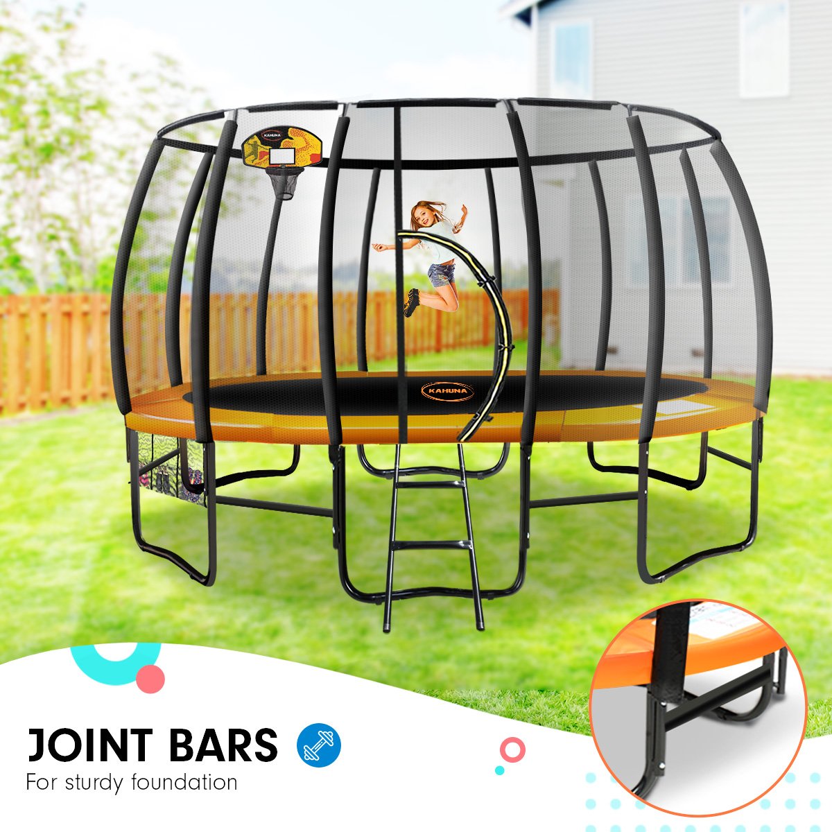 Kahuna 12 ft Springless Trampoline with Basketball Set