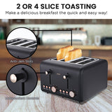 Pronti 4 Slice Toaster Rose Trim Collection - Black - Extra Image