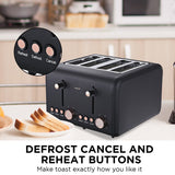 Pronti 4 Slice Toaster Rose Trim Collection - Black - Extra Image