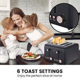 Pronti 4 Slice Toaster Rose Trim Collection - Black - Extra Image