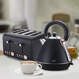 Pronti 4 Slice Toaster Rose Trim Collection - Black - Extra Image