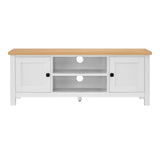 Sarantino Gio TV Stand Cabinet Cupboard in White and Natural Wood Finish