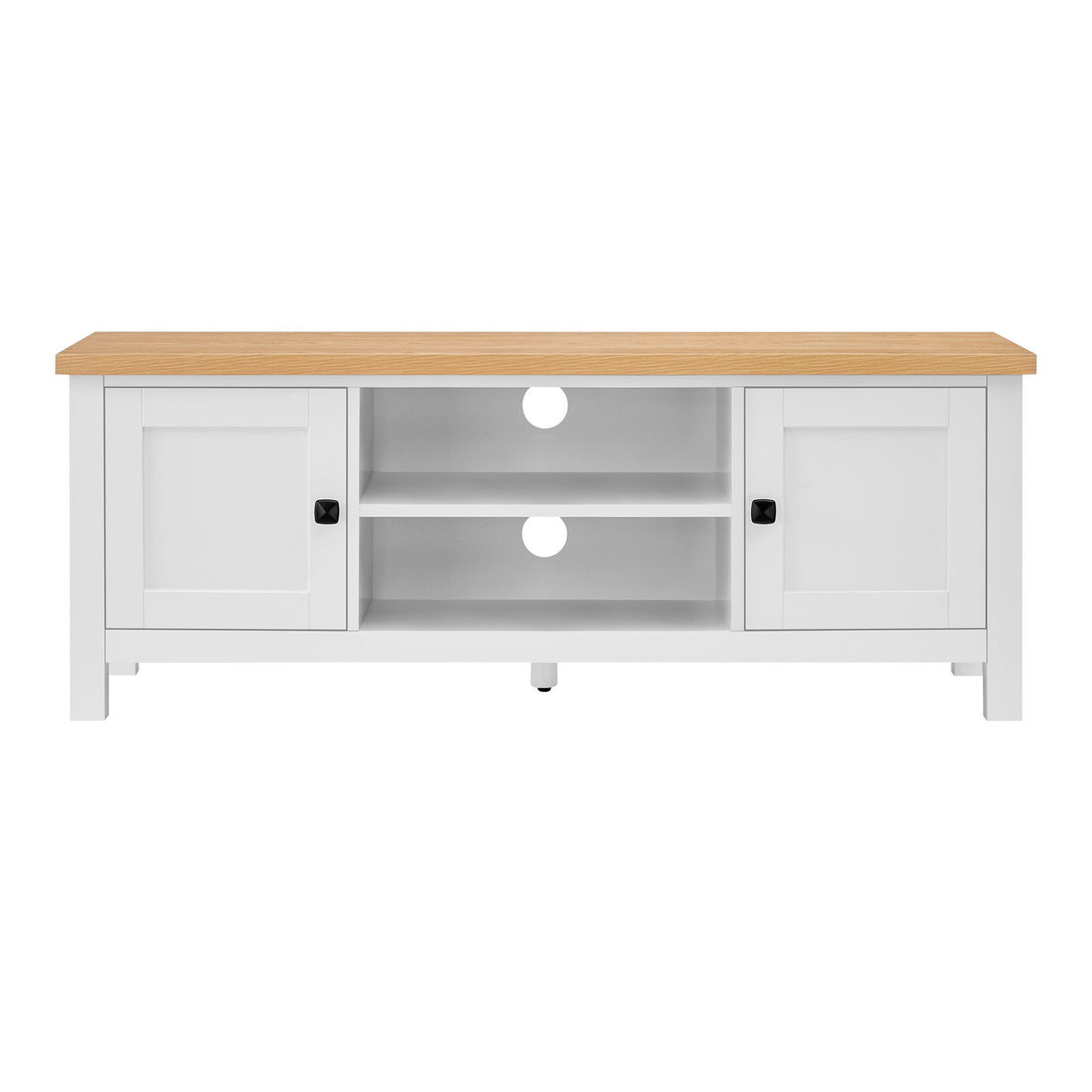 Sarantino Gio TV Stand Cabinet Cupboard in White and Natural Wood Finish