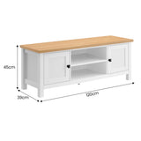 Sarantino Gio TV Stand Cabinet Cupboard in White and Natural Wood Finish