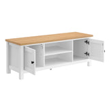 Sarantino Gio TV Stand Cabinet Cupboard in White and Natural Wood Finish