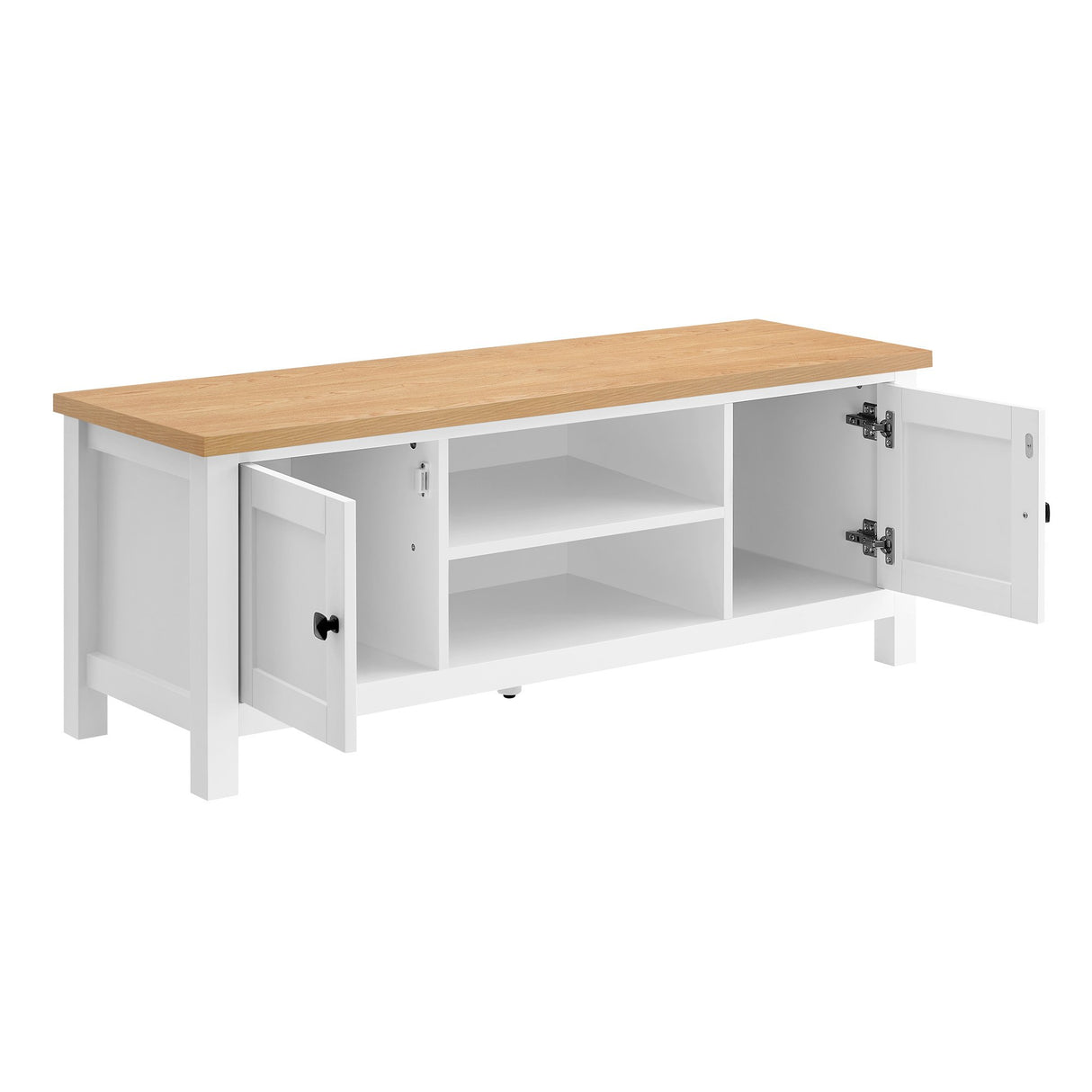 Sarantino Gio TV Stand Cabinet Cupboard in White and Natural Wood Finish
