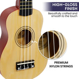 Karrera 21in Ukulele Guitar - Natural - Side View