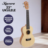 Karrera 23in Ukulele Guitar - Natural - Close-Up Angle
