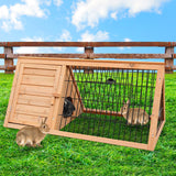 Furtastic Triangle Wooden Rabbit Hutch - Low Angle
