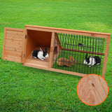 Furtastic Triangle Wooden Rabbit Hutch - Rear View